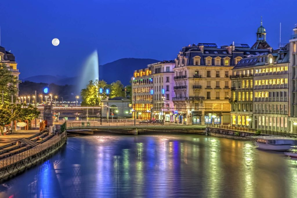 Photo ville de Genève la nuit